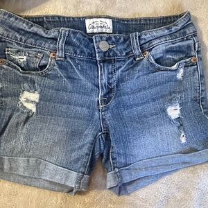 Aeropostale Women's Blue Ripped Jean Shorts
